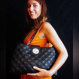 Kate Spade Astor Court Elena Black Quilted Leather WKRU1482 Black